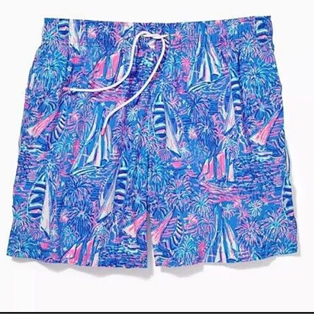 Lilly Pulitzer Men’s Swim Capri Trunks Boca Blue It’s a Sailabration
